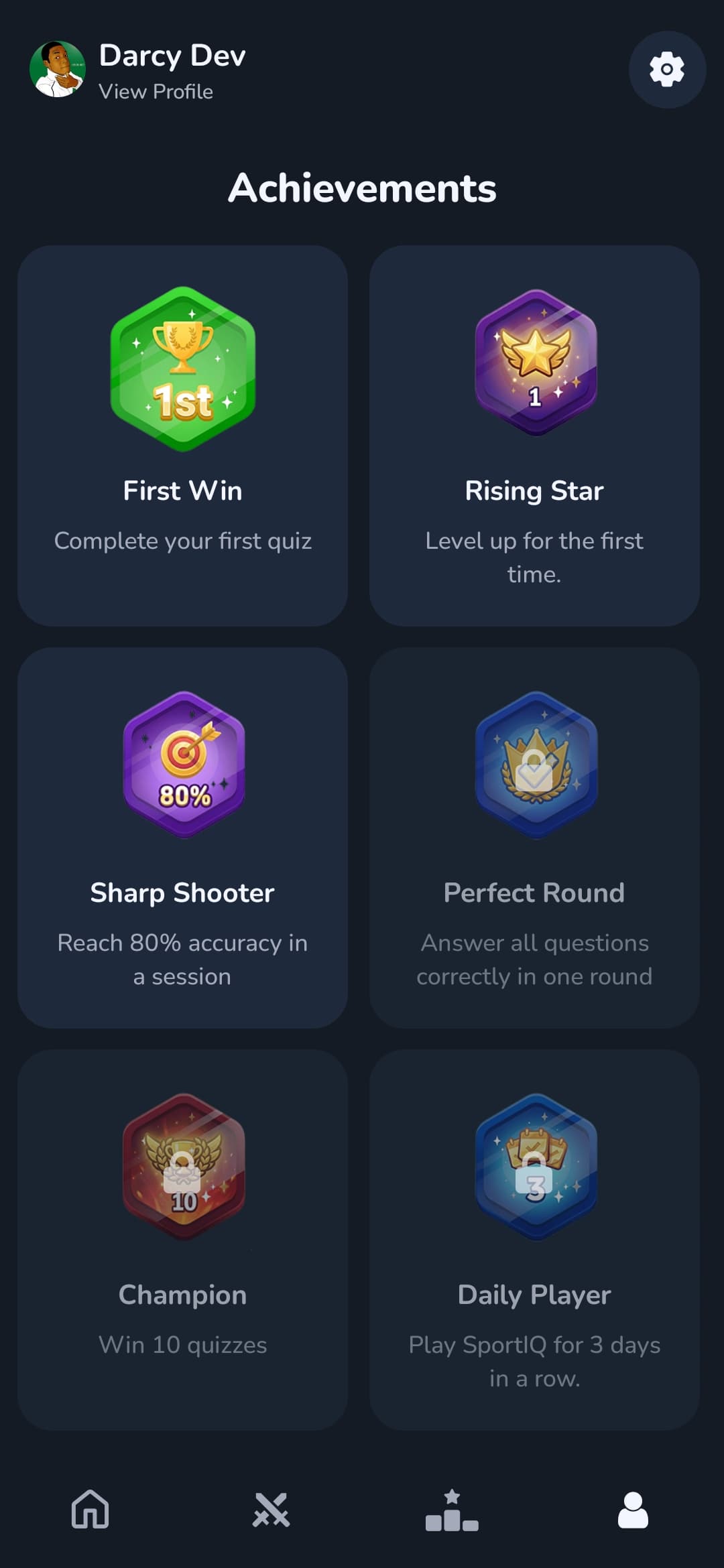 SportIQ Profile Screen